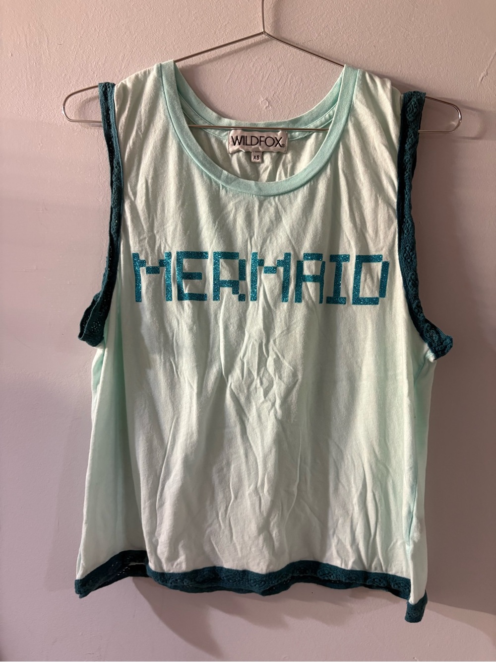 Wildfox Mint "Mermaid" Sleeveless Tank Top Size XS